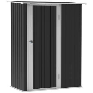 Outsunny gereedschapsschuur tuinhuisje gereedschapsschuur met deur buiten staal donkergrijs 142 x 84 x 189 cm