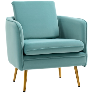HOMCOM gestoffeerde fauteuil met armleuningen woonkamer stoel bureaustoel gestoffeerde stoel vintage velvet touch hout groen 59 x 65 x 80 cm