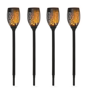 Outsunny Zonneverlichting tuinlamp set van 4 lampen 6-8 u waterdicht kunststof zwart
