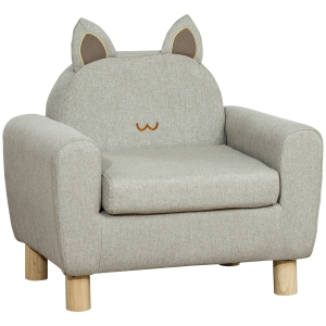 HOMCOM Sillón Infantil Mini Sofá para Niños de +3 Años con Asiento Acolchado y Reposabrazos 60x42x50 cm Gris