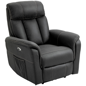 HOMCOM Fauteuil de relaxation électrique inclinable moderne avec repose-pieds et 2 poches latérales - noir