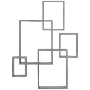 HOMCOM Interlocking Cube Floating Shelves, Wall Mounted, Display Shelf for Living Room, Bedroom, Hallways, Grey