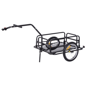 HOMCOM Remorque vélo remorque de transport pour vélo 70 L 155L x 71,5l x 77H cm barre d'attelage universelle pliable acier noir