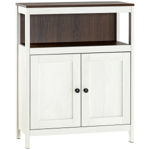 kleankin Meuble de salle de bain sur pied meuble bas de salle de bain meuble de rangement avec 1 niche et 1 placard double porte - 60 x 30 x 76 cm
