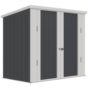 Outsunny Abri de Jardin - Remise pour Outils - abri vélo - abri Poubelle - 2 Portes verrouillables - dim. 147L x 86l x 134H cm - tôle d'acier Gris Blanc