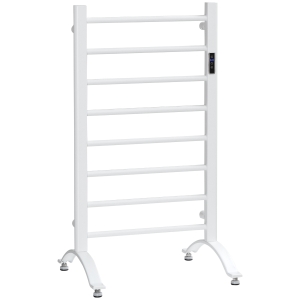 HOMCOM Scaldasalviette Elettrico a 8 Barre con Timer e Controllo Temperatura, in Acciaio al Carbonio, 50x45x80 cm, Bianco