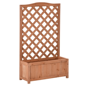 Outsunny Jardinière avec Treillis - bac à Fleurs - jardinière sur Pied - dim. 70L x 28l x 117H cm - Fond à Lattes - Bois Sapin pré-huilé