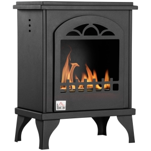 HOMCOM Camino Bioetanolo in Metallo da 3h di Combustione con Serbatoio da 1.5L e Copertura 25m², 41x25x54 cm, Nero