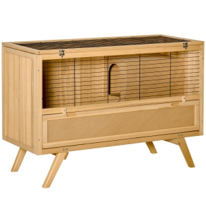 PawHut kleindierhok voor 2 dwergkonijnen sparrenhout 120 x 50 x 82 cm