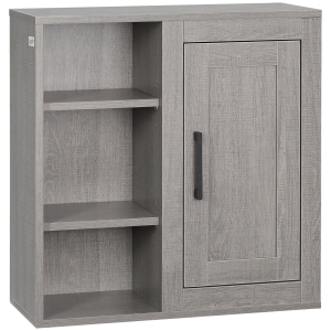kleankin Meuble Mural Meuble de Rangement Suspendu Armoire Murale pour Salle de Bains Placard de Rangement Armoire de Toilette avec étagères et Une Porte - 48 x 20 x 50 cm - Gris