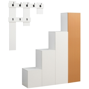HOMCOM Mobile da Ingresso con Appendiabiti, Armadio a Specchio, Scarpiera e Panca per Scarpe in Truciolato e MDF
