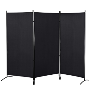 HOMCOM Double Store latéral Brise-Vue paravent sur Pied séparateur dim. 2,53L x 0,5l x 1,82H m métal Polyester Haute densité Noir