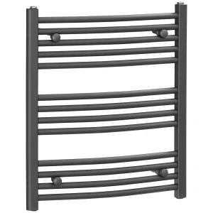 HOMCOM Straight Heated Towel Rail, Hydronic Bathroom Ladder Radiator Towel Warmer For Central Heating 600mm x 700mm, Grey