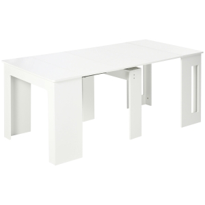 HOMCOM Masa de sufragerie pliabila max 6 persoane pentru spatii limitate, PAL si otel, 180x85x75 cm, alb