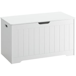 HOMCOM Sitzbank mit Stauraum Aufklappbarer Deckel 80 cm x 39,5 cm x 46 cm MDF-Holz Weiß
