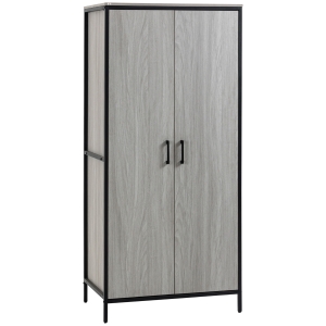 HOMCOM Armadio Guardaroba 2 Ante con Scomparti e Barra Appendiabiti 80x50x179cm, Grigio