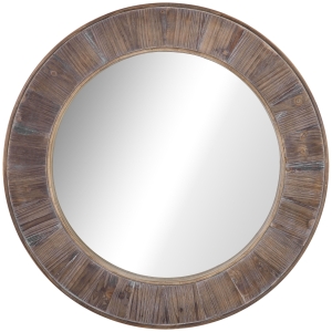 HOMCOM Miroir rond mural en bois de pin style naturel Ø 79 cm