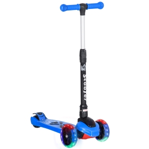 HOMCOM Trottinette enfant pliable - 3 roues lumineuses LED - hauteur guidon réglable - frein à friction arrière - métal PP pour enfants de 3 à 8 ans bleu