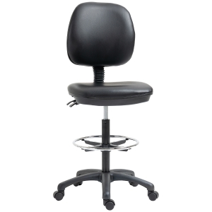 Vinsetto Tabouret à roulettes réglable en hauteur 69-91 cm avec dossier inclinable et repose-pieds réglable