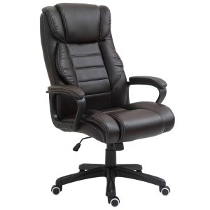 Vinsetto Fauteuil de bureau direction massant grand confort hauteur réglable fonction dossier à bascule revêtement synthétique brun