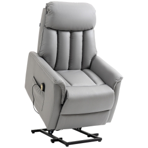 HOMCOM Poltrona Relax Alzapersone Reclinabile con Poggiapiedi e Telecomando, 80x94x104cm Grigio