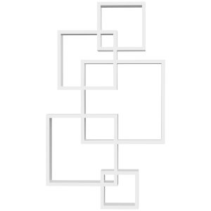 HOMCOM Wandregal Schweberegal, 5 Würfel, ineinandergreifend, 9 Fächer, Naturholz, Weiß, 49,5 x 10,2 x 86cm