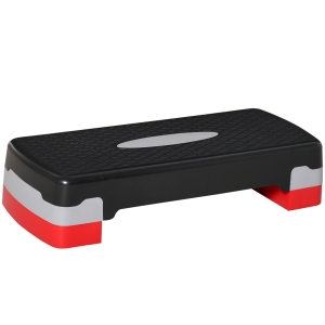 HOMCOM Aerobic-Stepper 2-stufig höhenverstellbar 68 x 28 x 15 cm Schwarz+Grau+Rot
