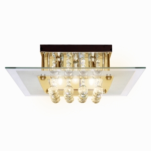 HOMCOM Modern Crystal Chandelier, Ceiling Mount Pendant Lamp  for Living Room, Bedroom, Hallway, 40x40x16cm