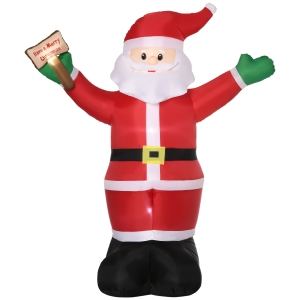Outsunny Babbo Natale Gonfiabile con Luci LED Bianche e Gonfiatore Incluso, 170x112x250 cm