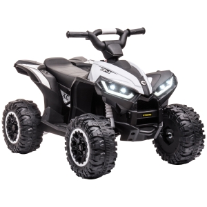 HOMCOM Quadriciclo Elétrico para Crianças de 3-5 Anos Veículo Eléctrico a Bateria 12V com 2 Motores 83x53x55,5cm Branco
