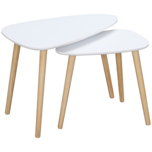 HOMCOM Juego de 2 Mesas Auxiliares Mesas Nido para Salón Dormitorio Oficina 59,5x39,5x45 cm y 44,5x28,5x40 cm Blanco