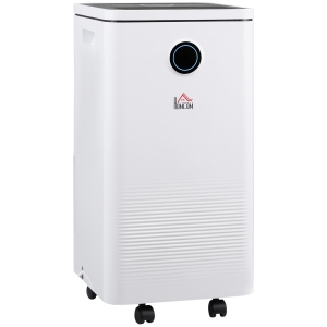 HOMCOM Luftentfeuchter, 5 Programme, 10L Wasser/Tag, Steuerung über WLAN/Google/Alexa, sehr leise, weiß, 25 x 25 x 50cm
