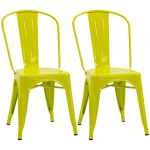 HOMCOM Conjunto de 2 Sillas de Comedor Metálicas Juego de Sillas Modernas con Respaldo 45x51,5x85 cm Verde
