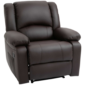 HOMCOM Fotoliu Relax Rabatabil la 135° cu Maner si Buzunare Laterale, 100x89x100cm, Maro