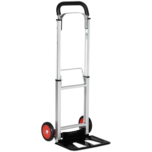 DURHAND Chariot de manutention Diable Pliable en Aluminium et Acier avec poignée télescopique et 2 Roues EVA - Charge Max. 90 kg