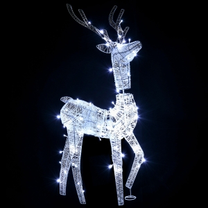 Outsunny Renne lumineux de Noël - décoration LED extérieure de Noël - 92 LED blanc chaud fils de coton blanc