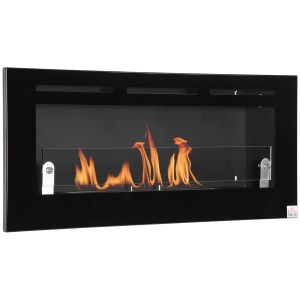 HOMCOM Cheminée bioéthanol Murale encastrable brûleur 2,8 L, environ 3,5 h de durée de combustion dim. 102L x 16l x 43H cm Couverture 25-30 m² Acier inox