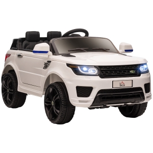 HOMCOM Coche Eléctrico SUV para 3-6 Años Coche de Batería 12V con 2 Motores Mando a Distancia 110x68x52 cm Blanco