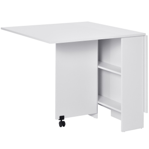 HOMCOM Table de Cuisine Pliable Blanche