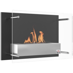 HOMCOM Cheminée bioéthanol Murale encastrable brûleur 1.5 L, environ 3 h de durée de combustion dim. 60L x 22l x 40H cm Couverture 25-25 m² Acier inox