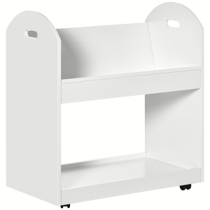 HOMCOM Estantería Librería con Ruedas Estantería para Libros con 2 Estantes y Asas Estilo Moderno 71x40x78 cm Blanco