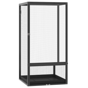 PawHut Terrarium aus Aluminium für Reptilien Amphibien Spinnentiere Reptilienzuchtbox Mesh-Terrarium Schwarz 60 x 60 x 120 cm