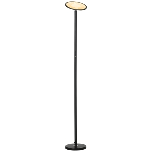 HOMCOM Candeeiro de Pé Inteligente Wi-Fi com LED Ajustável Funciona com Alexa Assistente Google Ecrã Giratório 350° Ø25x168 cm Preto