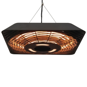 Outsunny Deckenheizstrahler 800W/1200W/2000W 5 Modi Heizstrahler IP45 Elektro Heizpilz mit Fernbedienung LED-Licht Alu Glas Schwarz 45 x 45 x 10 cm
