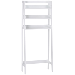kleankin Prateleiras sobre Sanita Prateleiras de Armazenamento para Casa de Banho Lavanderia Anti-Tombo 63,5x28x156,2cm Branco