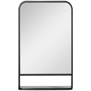 HOMCOM Modern Wall Mirror with Storage Shelf, 86 x 53 cm, Contemporary Design for Bedroom, Living Room, Black