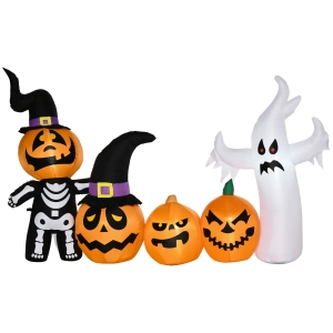 HOMCOM Geisterfamilie Halloweendeko mit Gebläse 2,55 x 0,40 x 1,30m