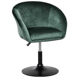 HOMCOM Swivel Bar Stool Fabric Dining Chair Dressing Stool with Tub Seat, Back, Adjustable Height, Green