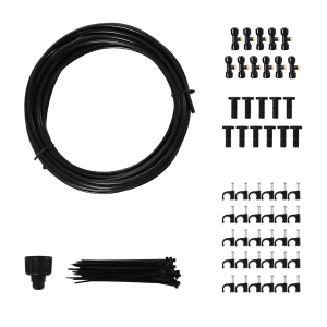 Outsunny Kit Nebulizzatore Giardino con 11 Ugelli in Ottone e Tubo 6 Tetri in PP Nero