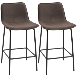 HOMCOM Juego de 2 Taburetes Altos de Cocina Tapizado Microfibra Taburetes de Bar Estilo Moderno 48,5x58,5x92,5 cm Negro